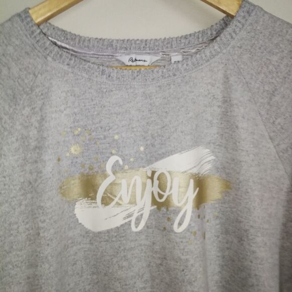 Grey & Gold ENJOY Soft Cosy Casual Long Sleeves Sweatshirt Size Medium - Picture 3 of 12